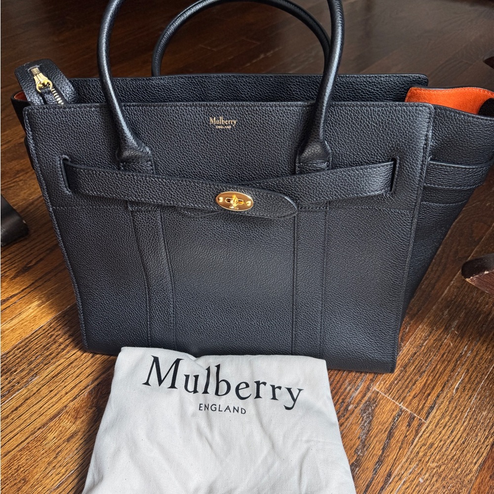 Mulberry Black Leather Tote with Orange Interior - Picture 9 of 12